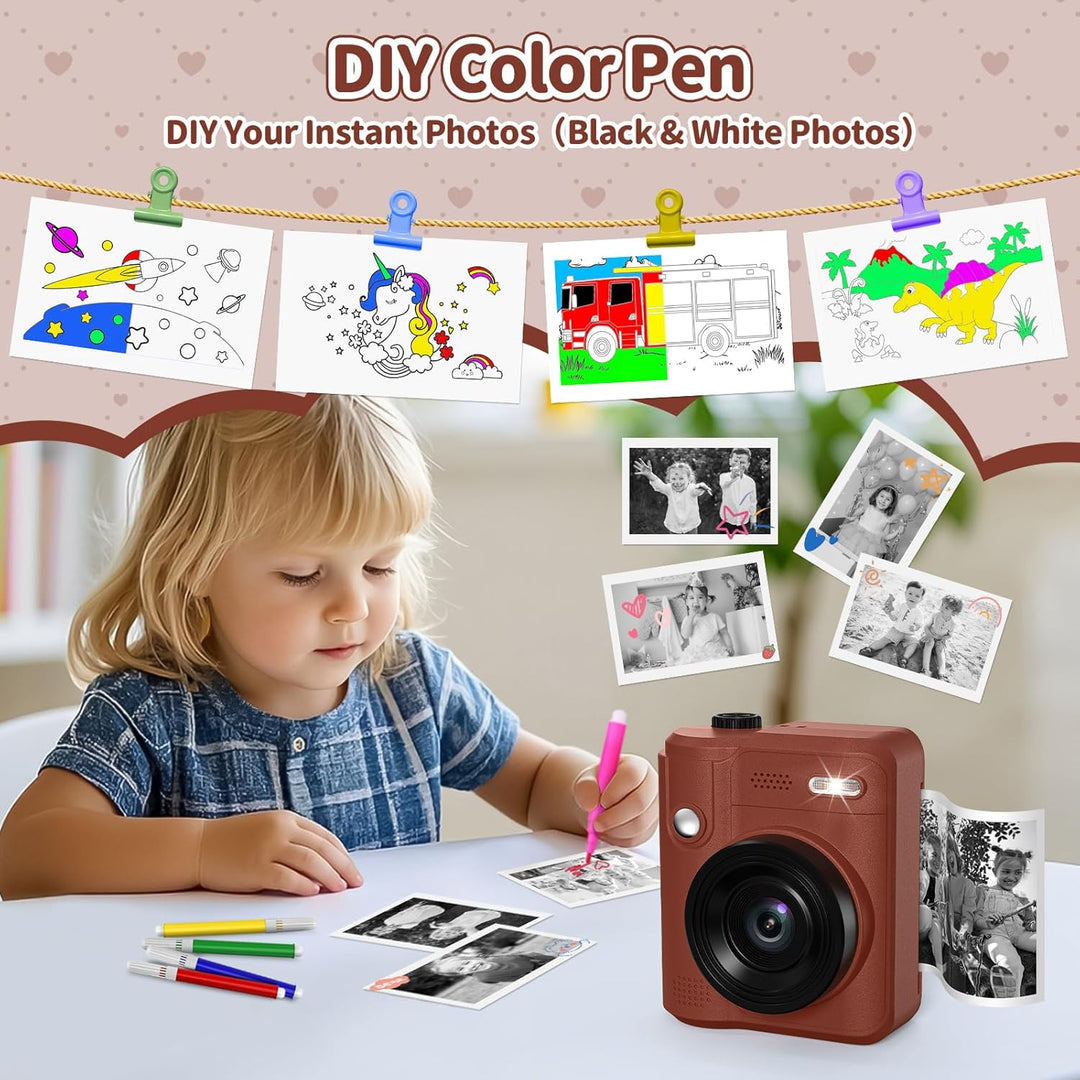 Gofunly Sofortbildkamera Kinder, 1080P HD Kinderkamera Sofortbildkamera mit 32GB Karte & DruckerPapi