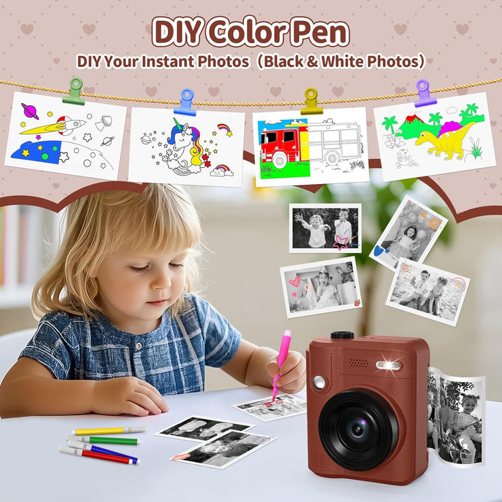 Gofunly Sofortbildkamera Kinder, 1080P HD Kinderkamera Sofortbildkamera mit 32GB Karte & DruckerPapi