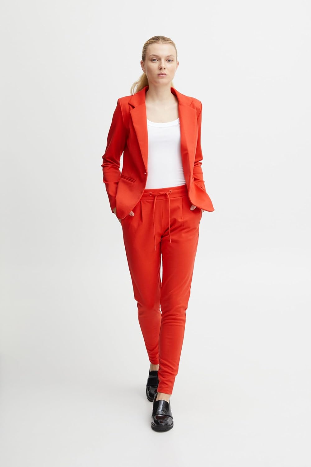 ICHI IHKATE BL Damen Blazer Kurzblazer Jacke EIN-Knopf-Blazer mit Stretch und Reverskragen XS Poppy