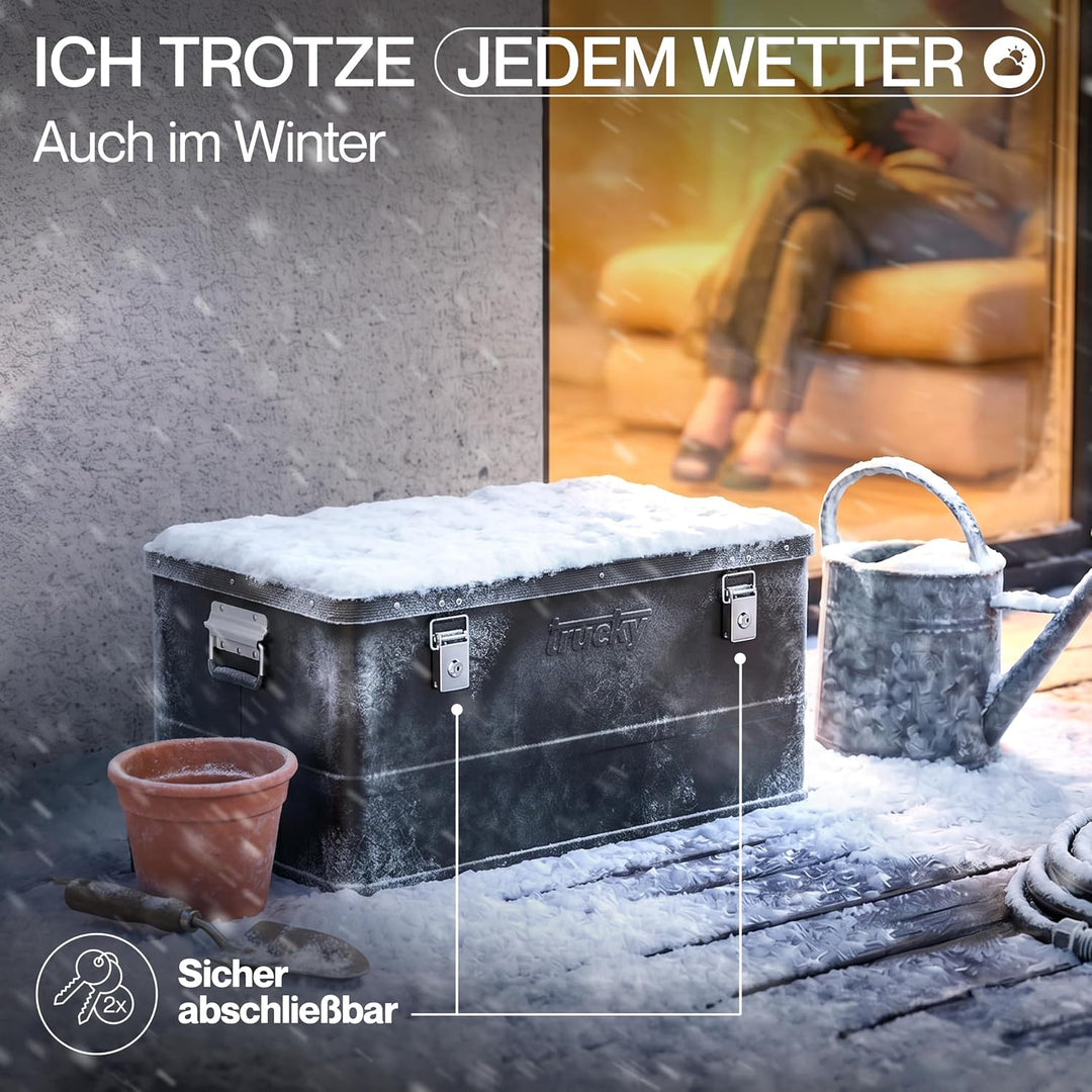 Trucky Aluminium Box mit Deckel Schwarz Alu Kiste Box Alukiste 85 Liter Transportbox Metallbox Alu A