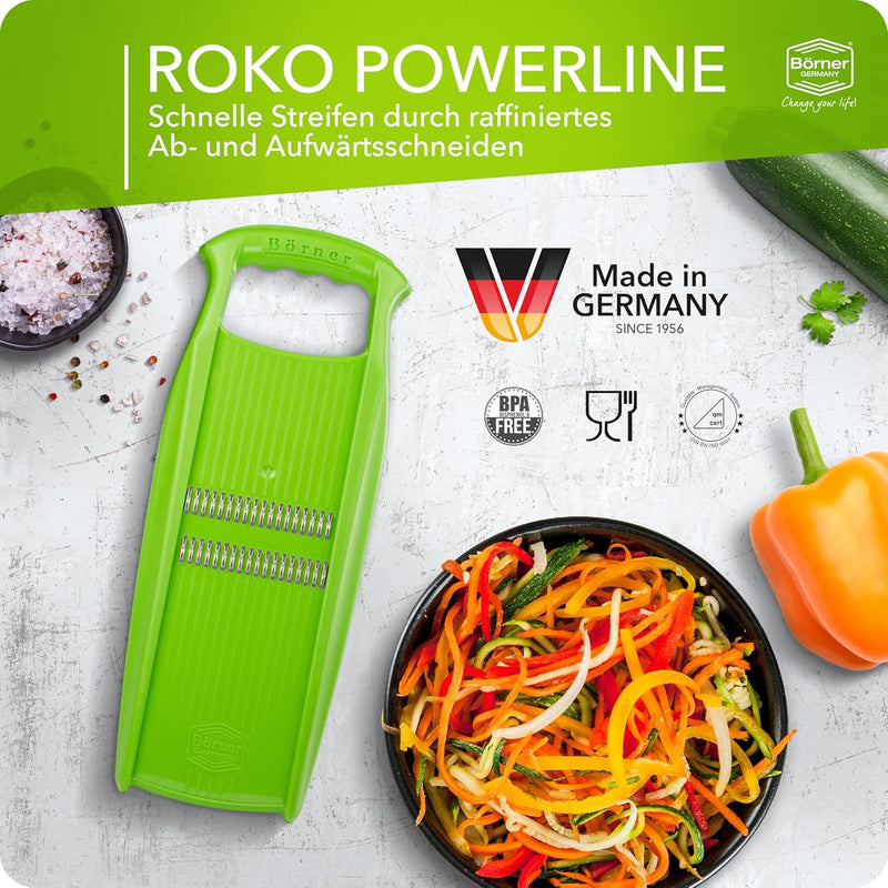 Börner Roko PowerLine Gemüseschneider • Streifenschneider für Obst & Gemüse • Julienne Schneider für