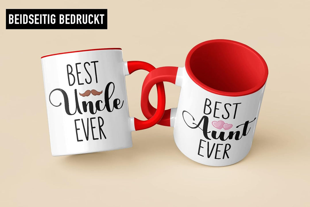 Trendation - Bester Onkel und Beste Tante Geschenk Set Tassen Geschenkidee für Tante und Onkel Gebur