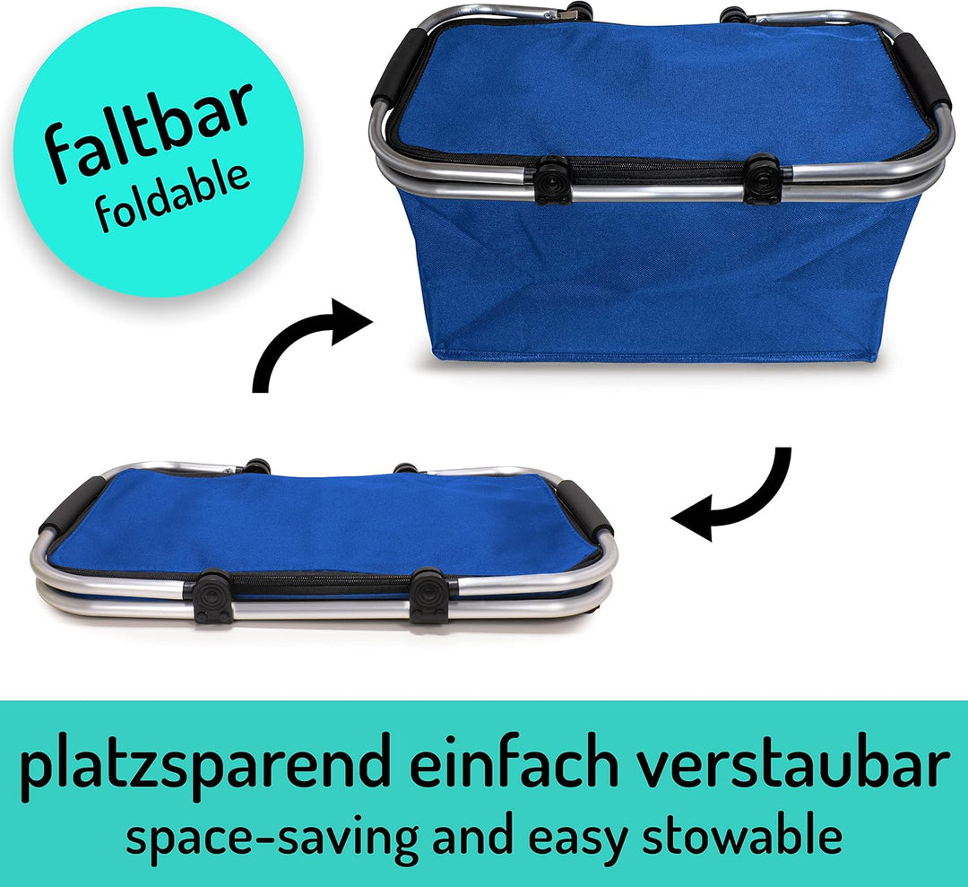 Einkaufskorb faltbar 25L - ideal für den Wocheneinkauf I Mit gepolsterten Tragegriffen &amp; Reissversch