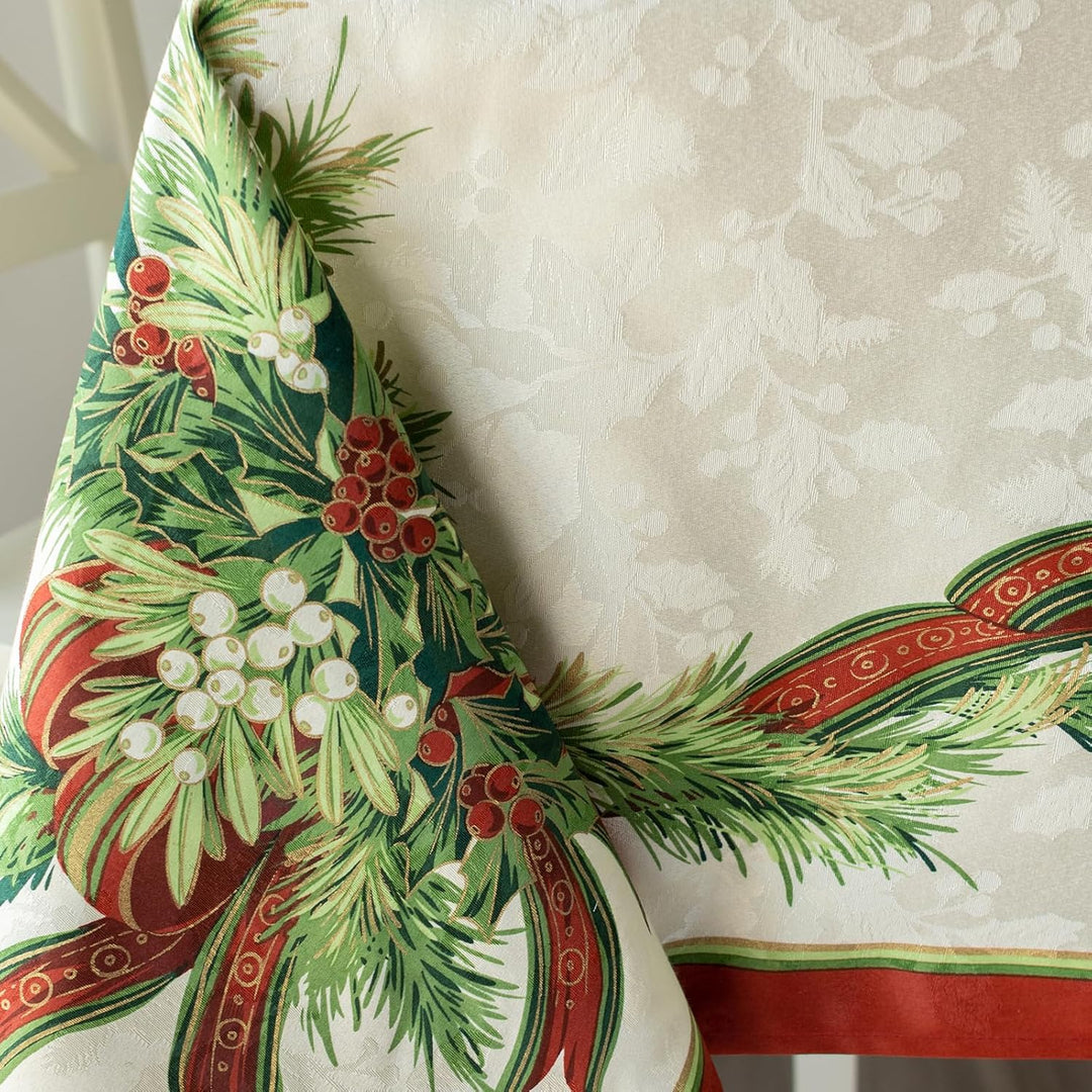 Benson Mills Tischdecke mit Weihnachtsbändern, Bedruckt, für Winter, Urlaub und Weihnachten (152,4 x