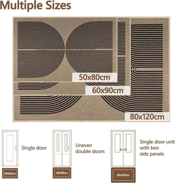 Capslpad Fussmatte aussen und Innen 60 x 90 cm, Jute Aussehen rutschfeste Schmutzfangmatte Dünne Tür