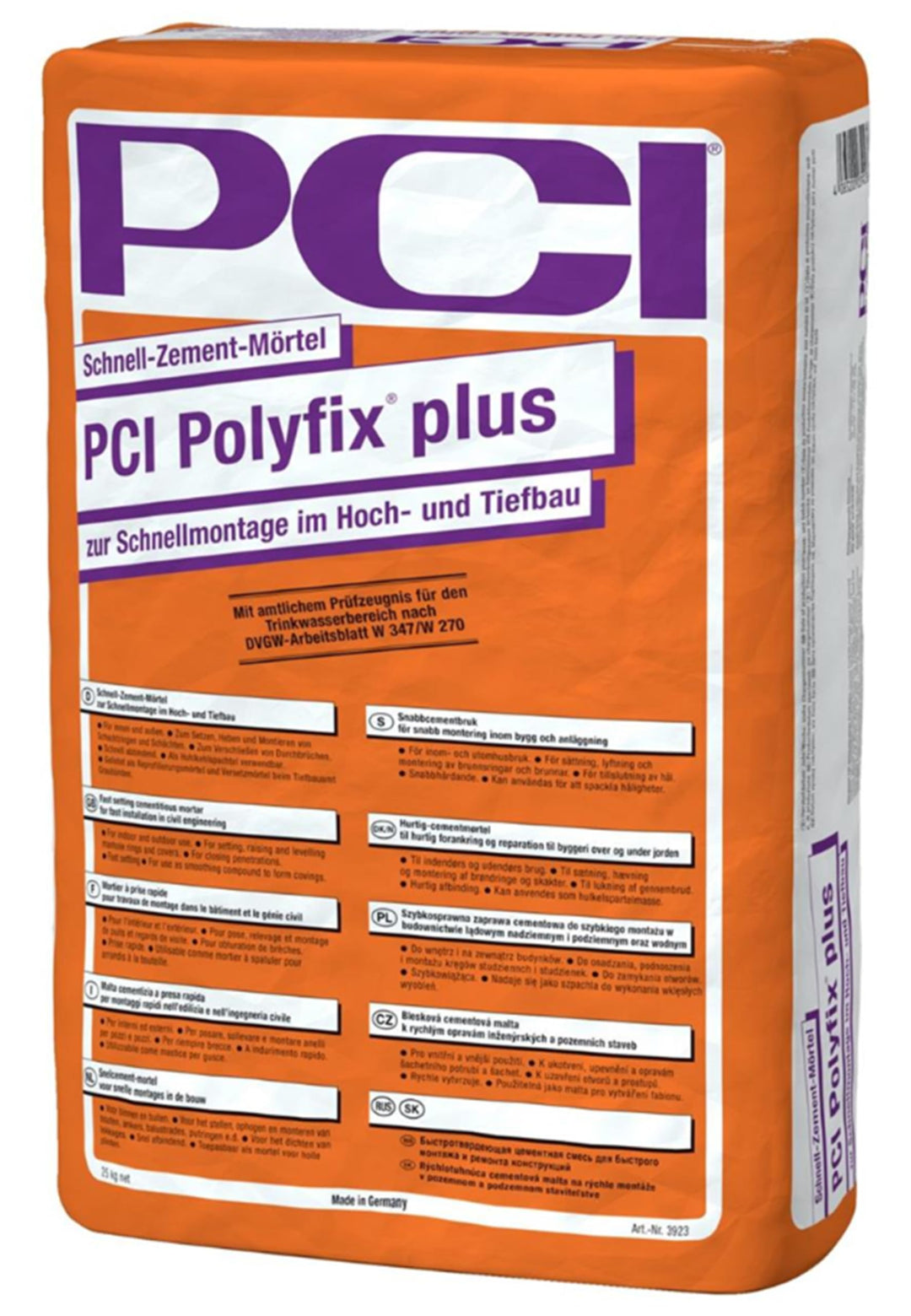 PCI Polyfix plus 25 kg Schnell-Zement-Mörtel zur Schnellmontage im Hoch- und Tiefbau Dichtungs-/Hohl
