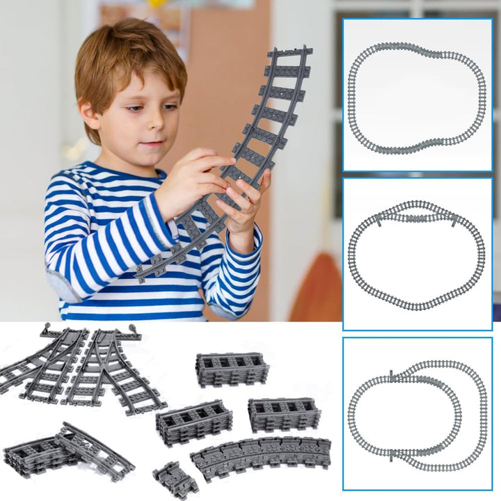Bausteine Zug Schienen Set, 40 Stück City Eisenbahn Schienen for Train, Eisenbahn Schienen City Zug