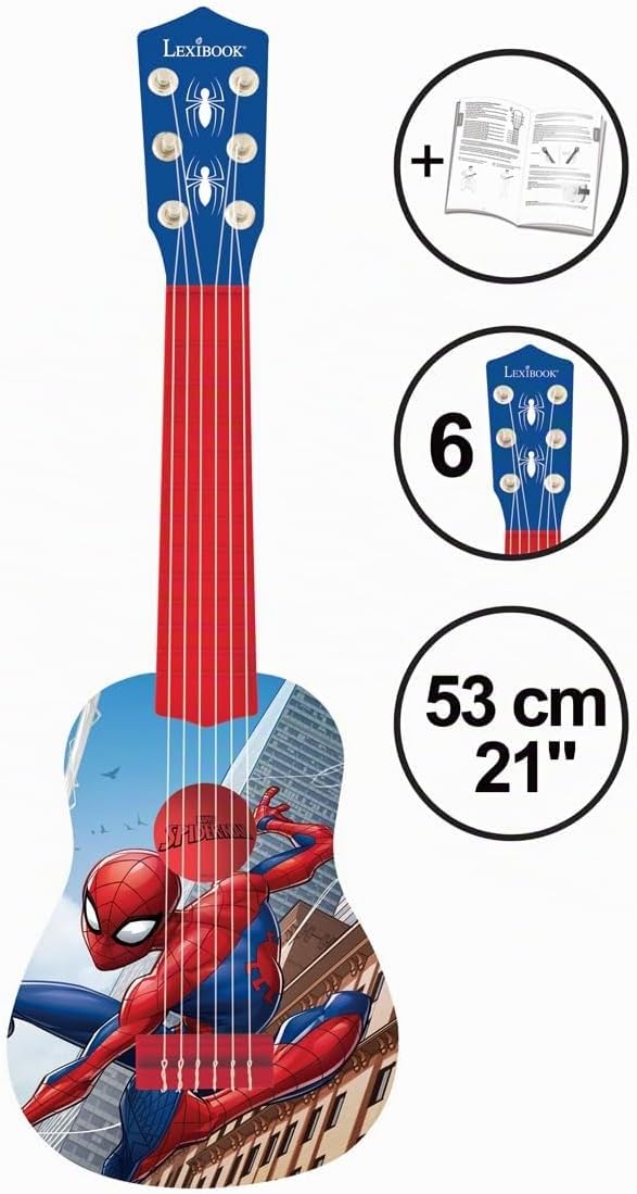 Marvel Spider-Man Peter Parker Meine erste Gitarre , 6 Nylonschnüre, 53 cm, Anleitung inklusive, bla