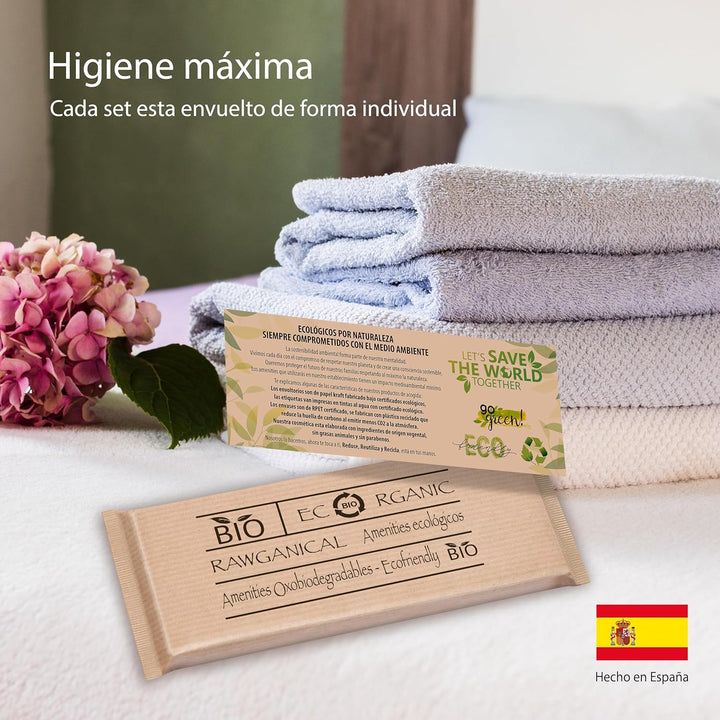 100 Sets für Hotels | Umweltfreundliches Rasierset einzeln verpackt in Kraftpapier – Rawganical Lini