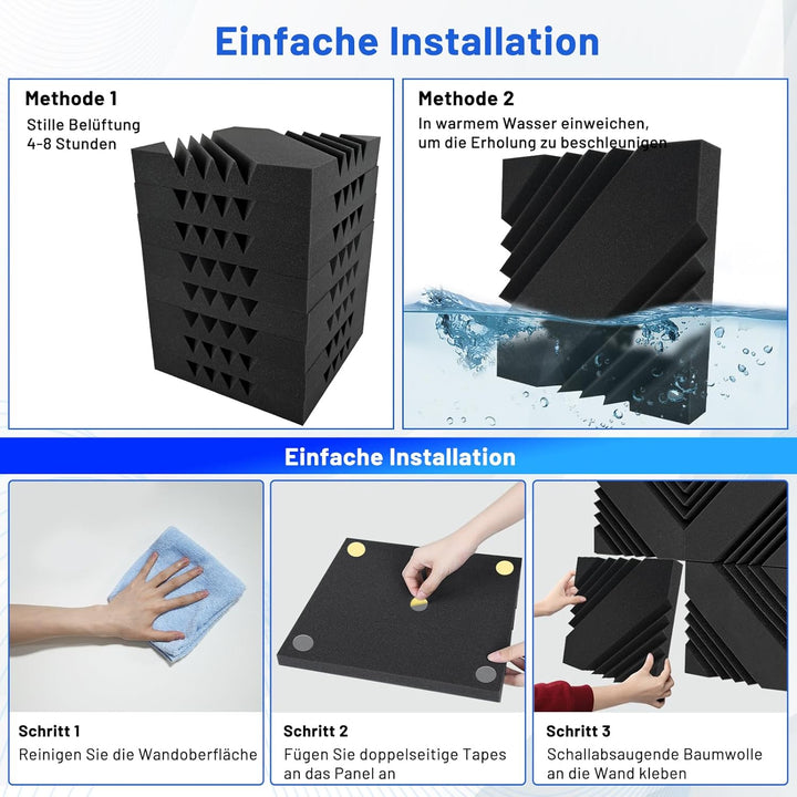 32 Stück Akustikschaumstoff Schalldämmung, 5 X 30 X 30 CM Akustikpaneelemit Aufkleber, Schallschutzp