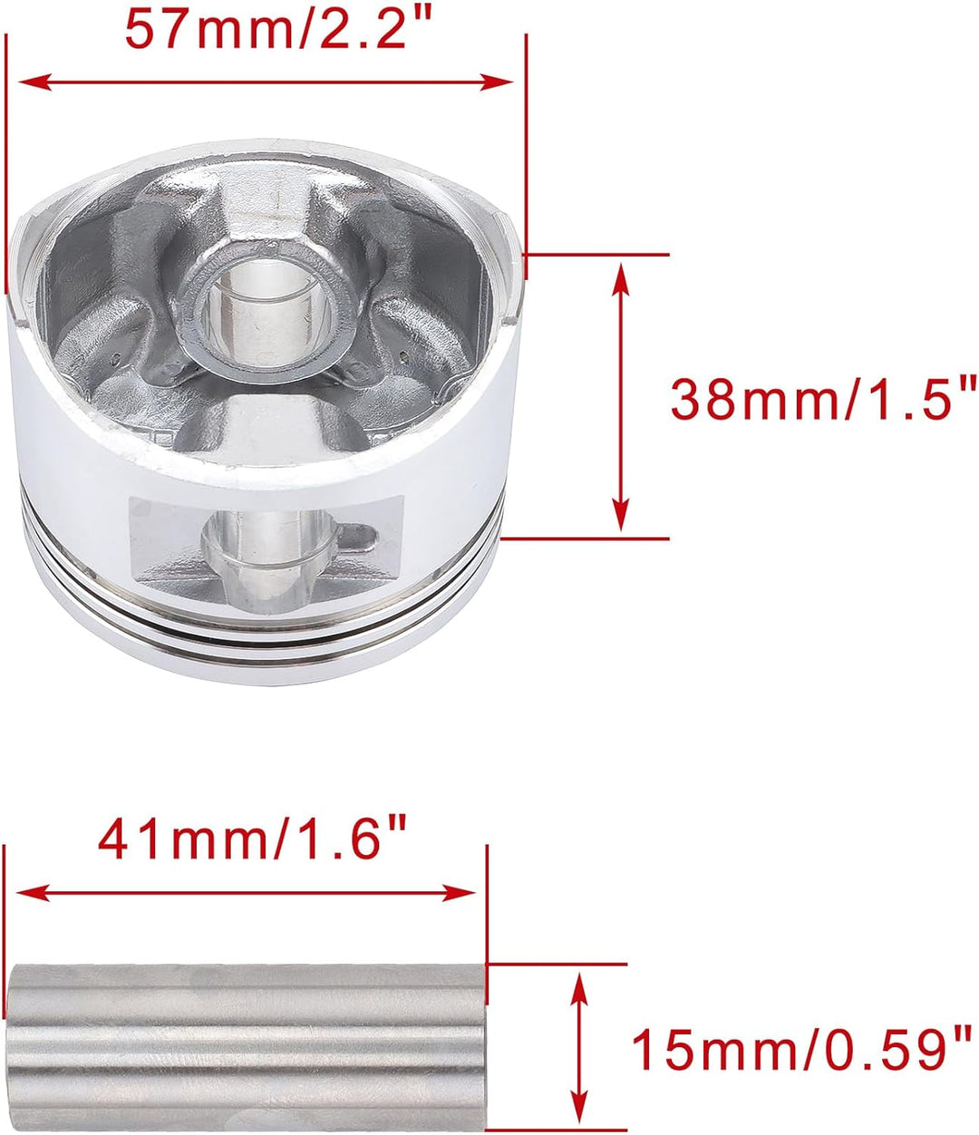 WOOSTAR 57.4mm Kolbenring Ersatz für GY6 150ccm 157QMJ Motor Sunl Chinesisch ATV Quad Go Kart Moped