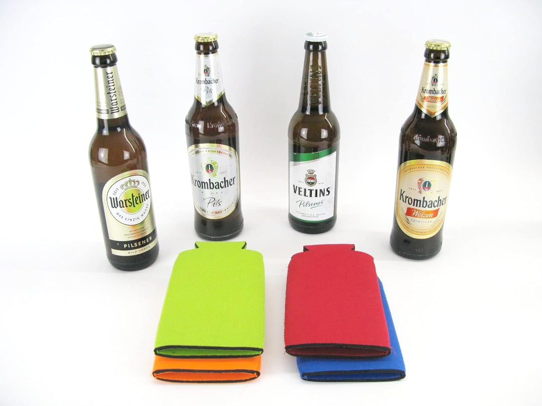 4x Bierkühler für 0,5L DIN Flaschen im buntem Mix. Getränkekühler- Flaschenkühler für alle genormten