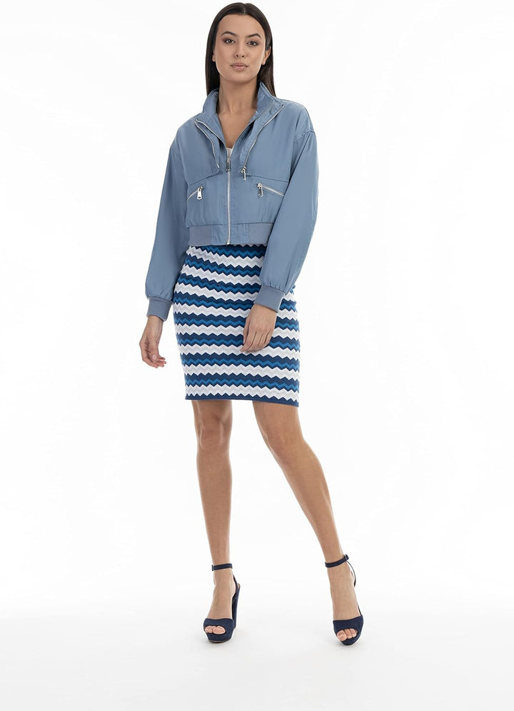 faina Damen Strick Midirock L Blau Mehrfarbig, L Blau Mehrfarbig