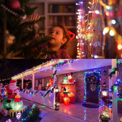 BrizLabs Weihnachtsbeleuchtung Aussen, 480 LED Eisregen Lichterkette Bunt Lichtervorhang Eiszapfen W