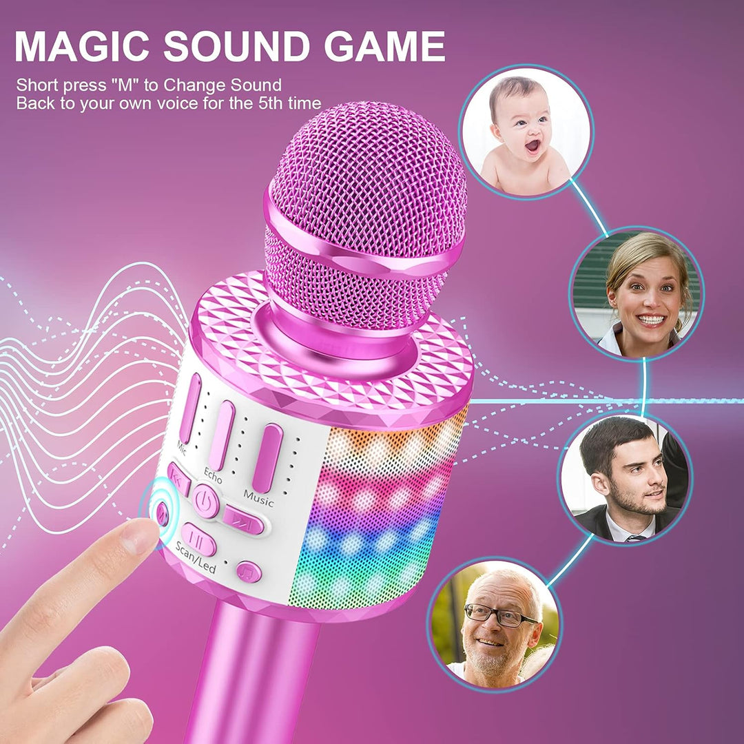 Karaoke Mikrofon, LED Drahtloses Bluetooth Mikrofon zum Singen mit Lautsprecher, Karaoke Spielzeug K