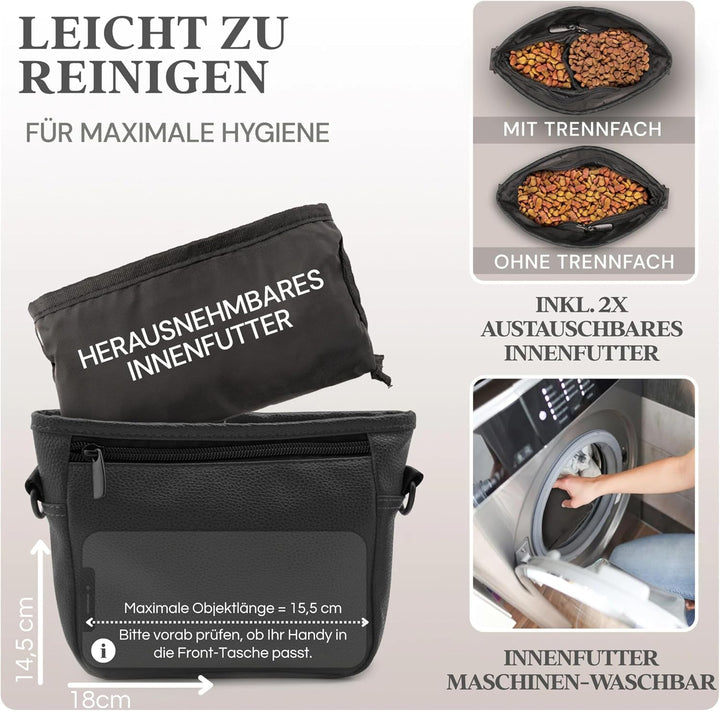 Leckerlitasche für Hunde aus Kunstleder - Gassitasche mit Einhand Magnet-Verschluss - Hunde-Leckerli