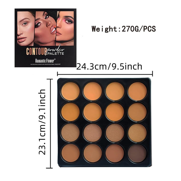 Joyeee Concealer-Konturierungspalette, 16 Farben mittlere bis dunkle Farbkorrektur-Kosmetik-Puderpal