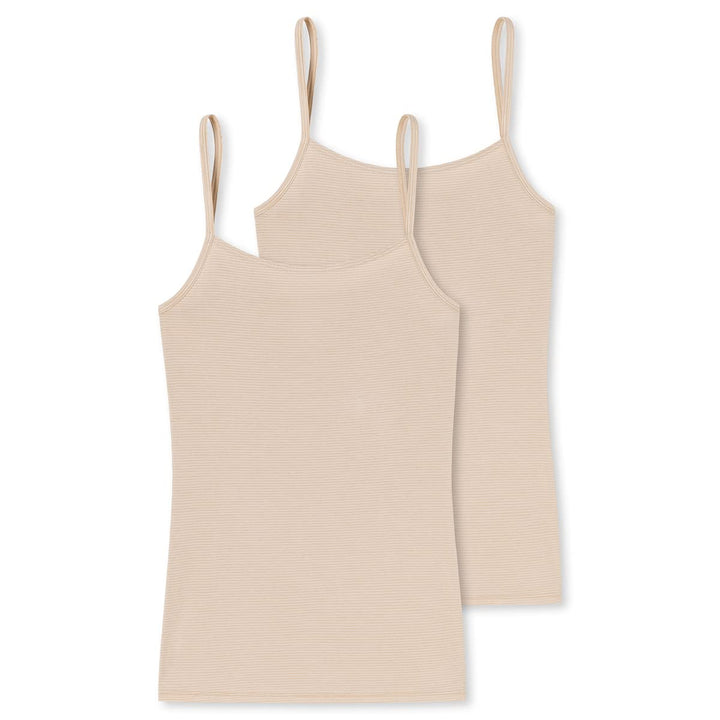 Schiesser Damen 2 Pack Spaghettitop Unterhemd - Modal Essentials Unterwäsche 36 Sand_162895, 36 Sand