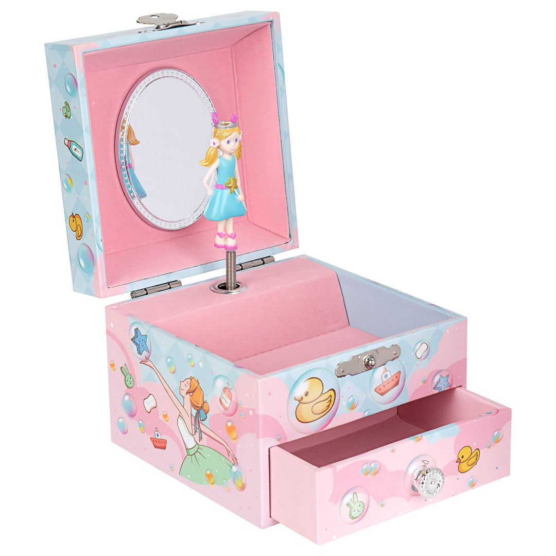 Musikalische Schmuckschatulle mit sich Drehendem Prinzessin, Spieluhr mit Ausziehbarer Schublade für
