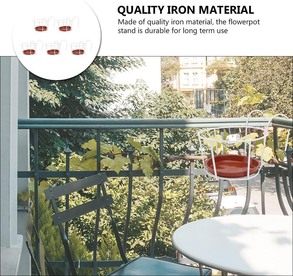 DOITOOL 5 Sets Hängeländer Übertopf Balkon Pflanzkorb Blumentopfhalter Aufhänger über dem Metallzaun