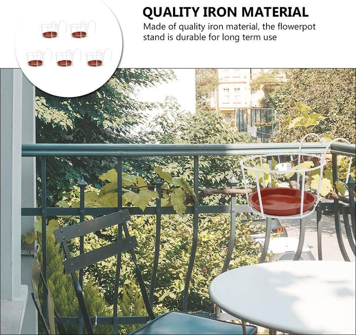 DOITOOL 5 Sets Hängeländer Übertopf Balkon Pflanzkorb Blumentopfhalter Aufhänger über dem Metallzaun