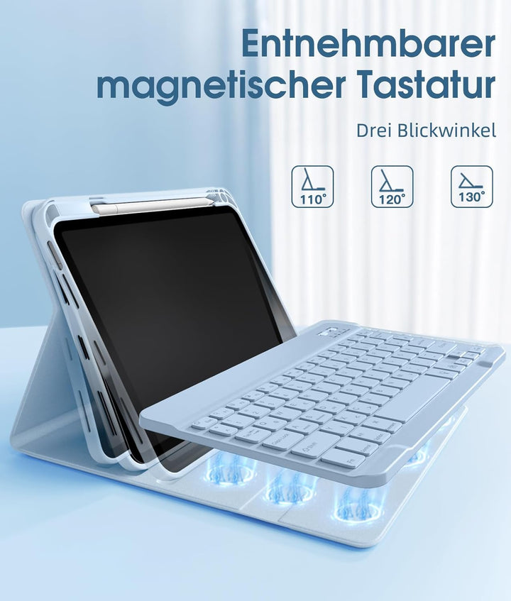 Vobafe Hülle mit Tastatur Kompatibel mit iPad A16 11 Generation 2025/10 Gen 2022 10.9 Zoll, Air 11 Z