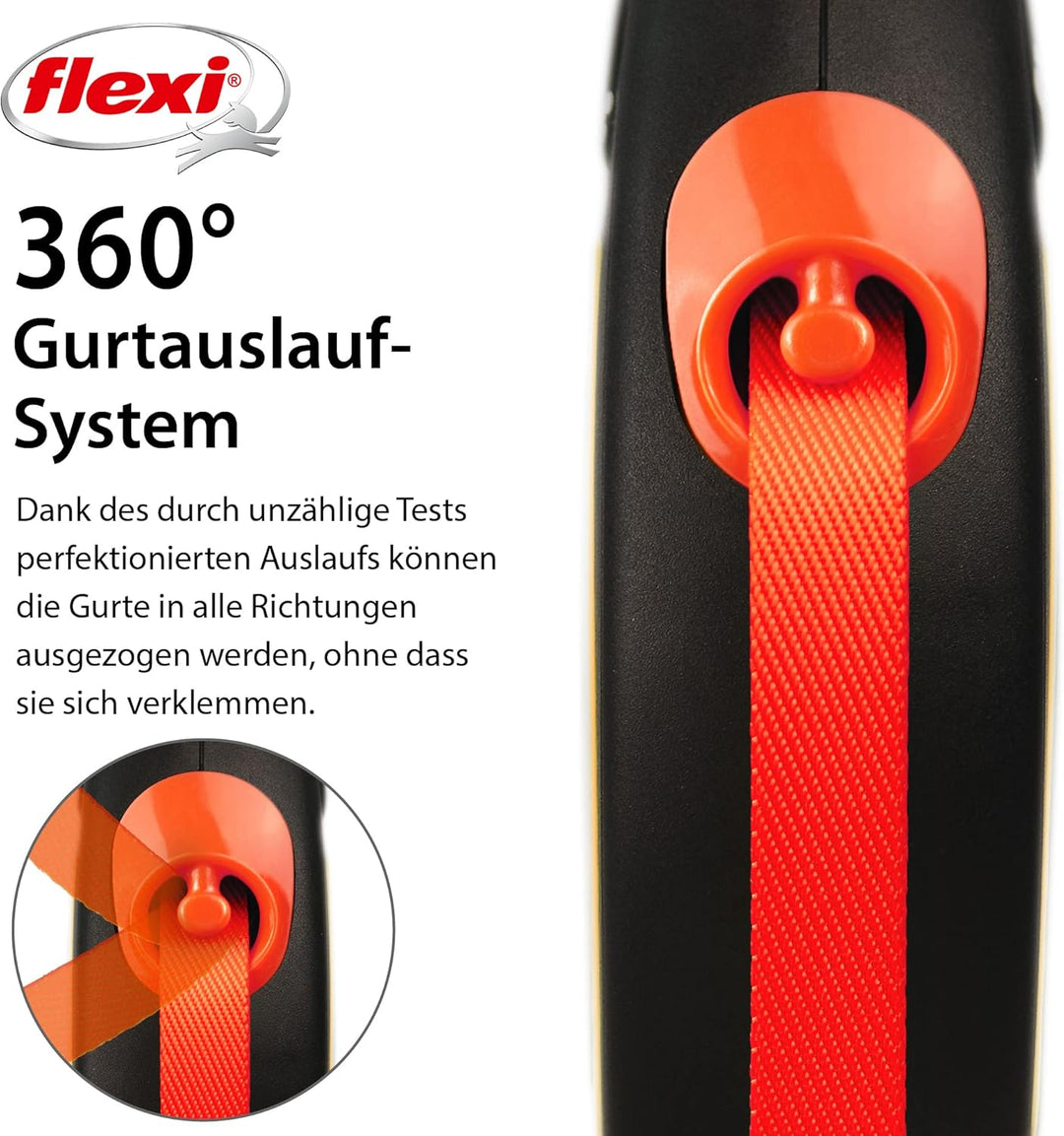 flexi New NEON neon-orange Gurt 5 m schwarz/neonorange 1 Stück (1er Pack), schwarz/neonorange 1 Stüc