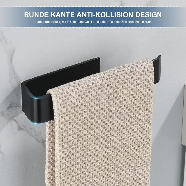JS Handtuchstange Ohne Bohren Handtuchhalter Schwarz Matt, Handtuch Halterung Wandmontage Wasserdich