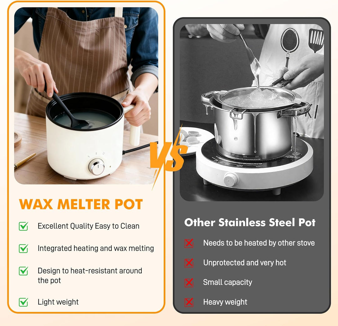 Starvortex Wachsschmelztopf Elektrisch, 1,8L/60oz Wachsschmelzer, Kerzen Selber Wax Melter, Kerzenwa