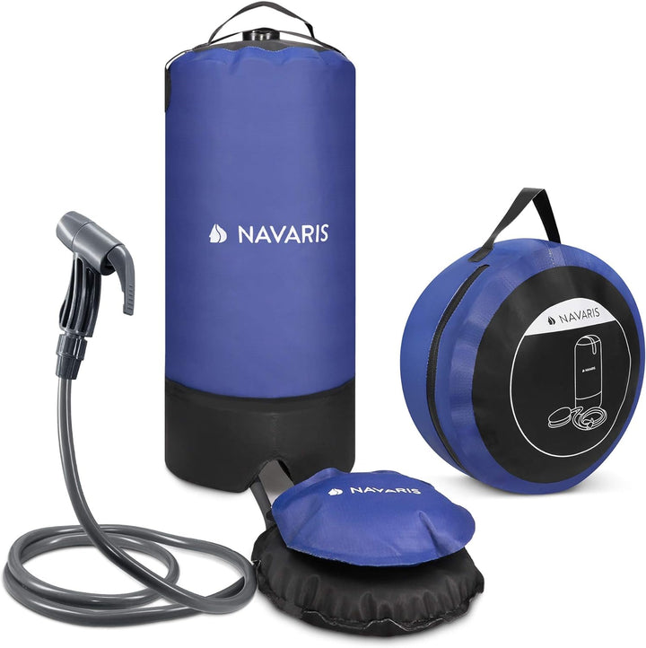 Navaris Campingdusche Solardusche Gartendusche mit Pumpe - 11l Solar Dusche mit Fusspumpe - tragbare