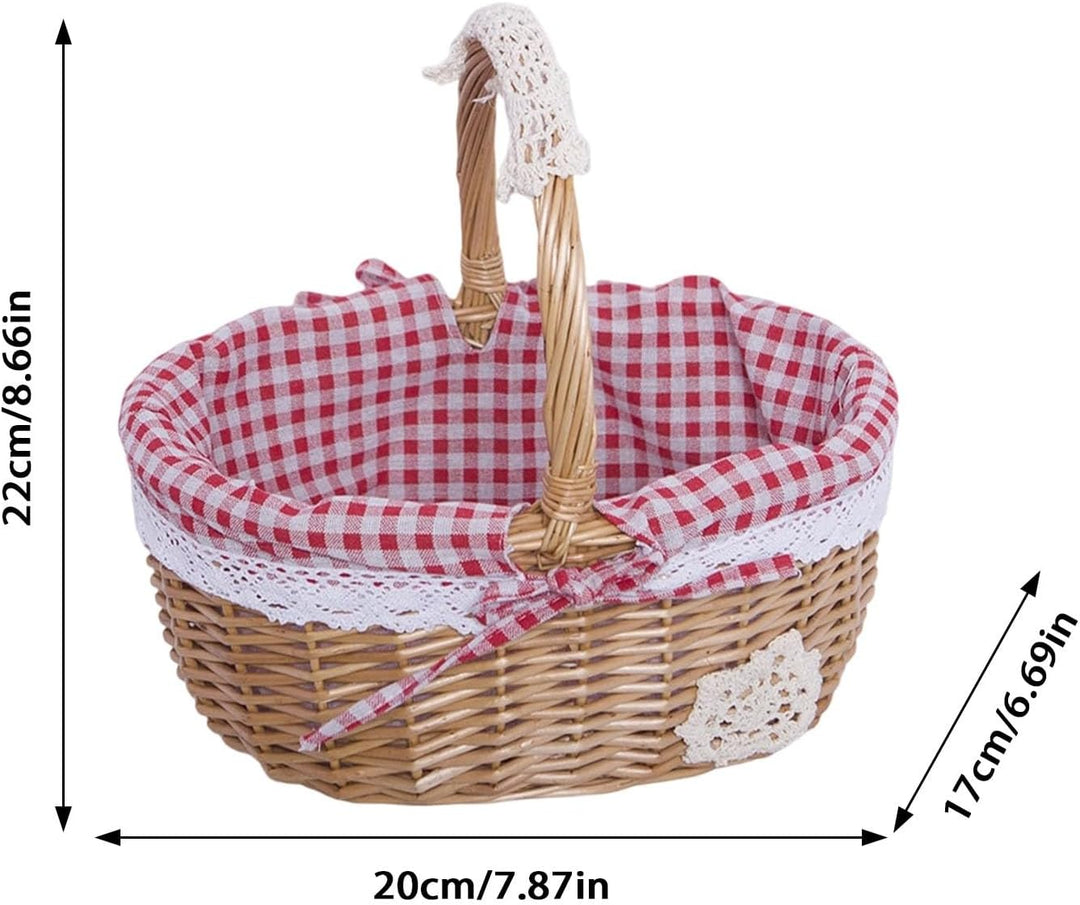 Weidenkorb mit Griff, gewebte Weiden-Aufbewahrungskörbe für Partys und Picknicks im Freien, kleine W