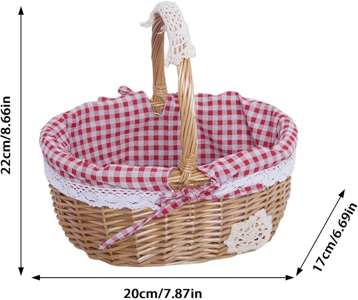Weidenkorb mit Griff, gewebte Weiden-Aufbewahrungskörbe für Partys und Picknicks im Freien, kleine W