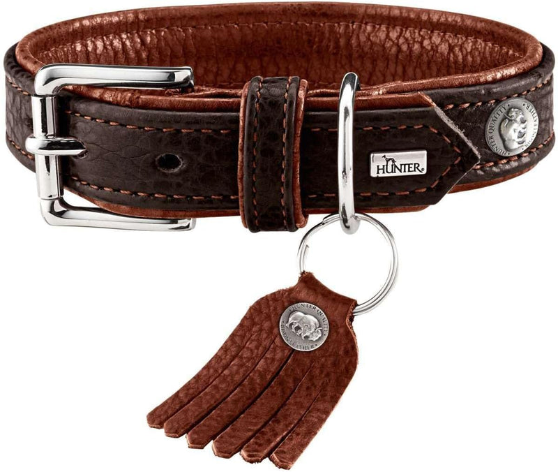 HUNTER CODY Hundehalsband, Leder, rustikal, weich, 45 (S), dunkelbraun/cognac 45 (S) dunkelbraun/cog