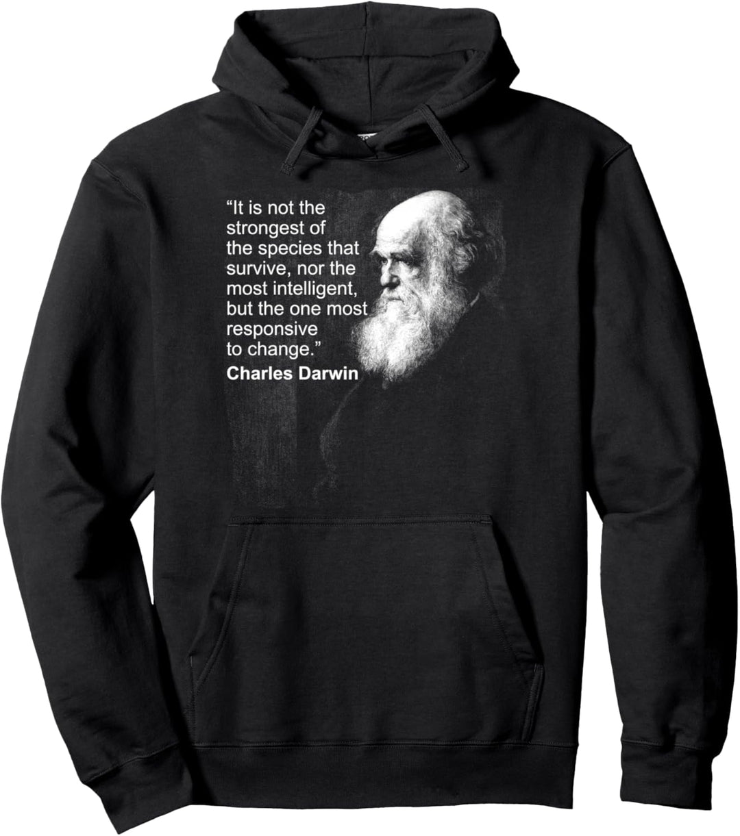 Charles Darwin Portrait quote Evolution Atheist gift Pullover Hoodie
