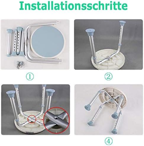 Froadp 360° Drehbarer Duschhocker 36-51cm Höhenverstellbar Duschstuhl Anti-Rutsch Badhocker Aluminiu
