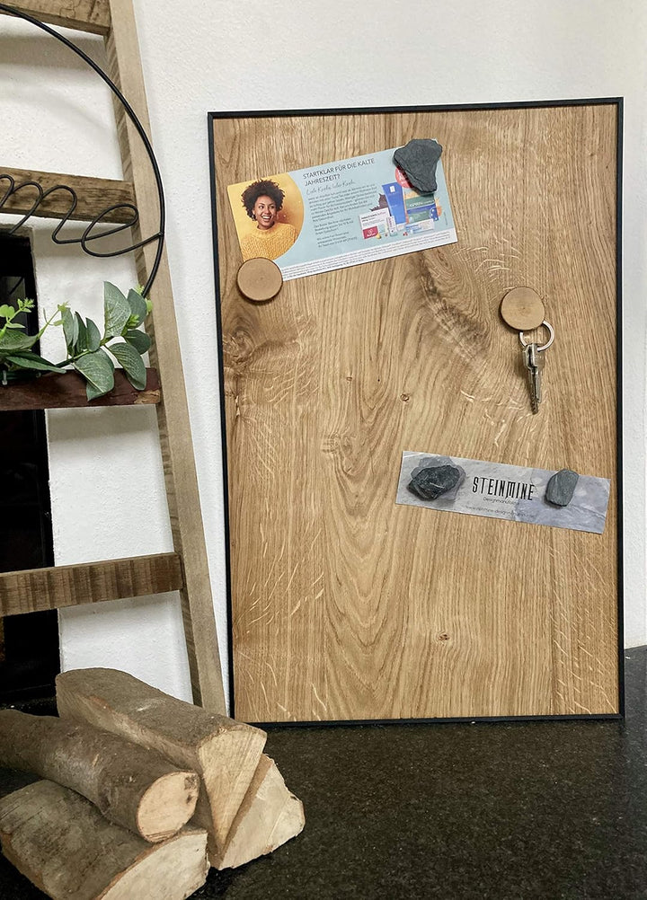 Magnettafel Echt Holz Eiche (Magnetwand+Kreidetafel+Pinnwand+Memoboard) verschiedene Grössen 20x80cm