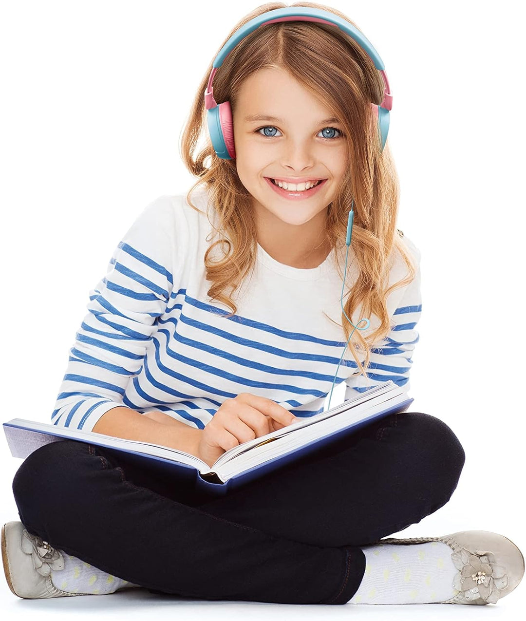 JBL Jr310 On-Ear Kinder-Kopfhörer in Hellblau-Rosa – Kabelgebundene Ohrhörer mit Headset und Fernbed