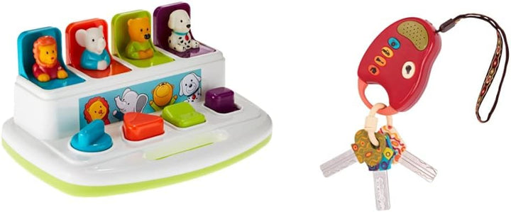 Battat Baby Spielzeug Motorikspielzeug – Pop Up Activity Center mit Tieren – Lernspielzeug mit Taste
