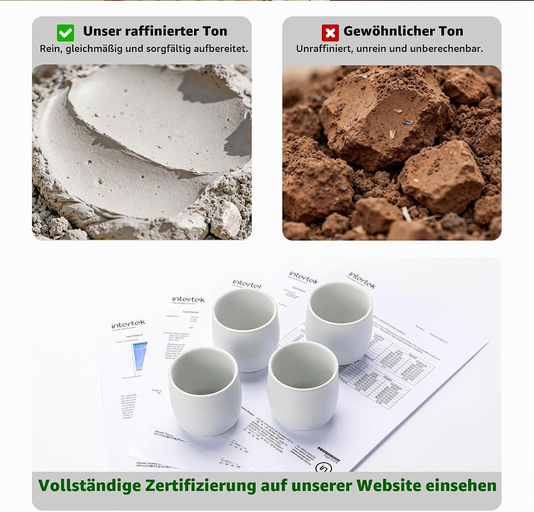 TEANAGOO Chinesische Teetassen, 165 ml, Ruware, Elfenbeinweiss, 4 Stück/Box, TC07, asiatische Teetas