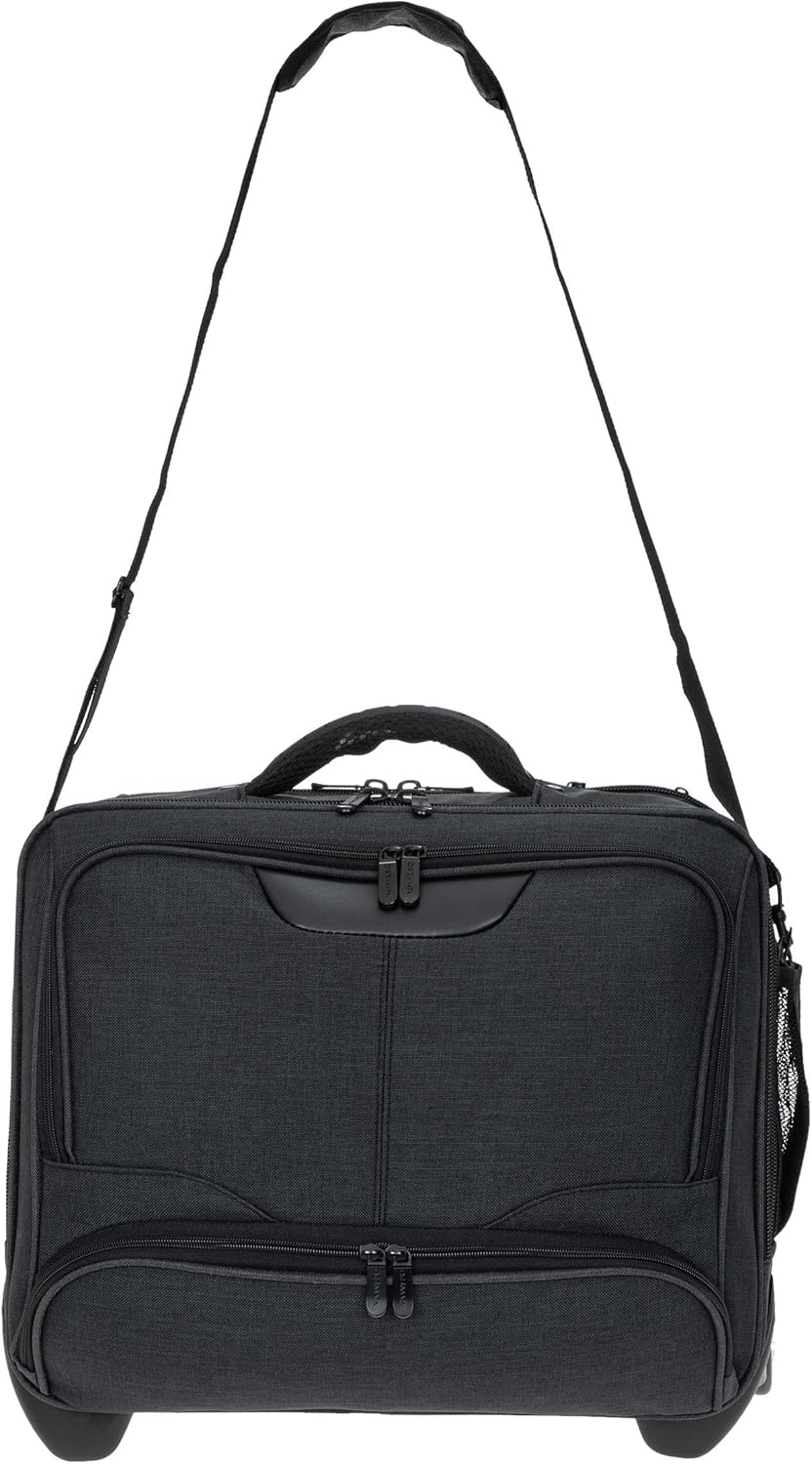 Trolley Pilotentrolly mit Notebook - Polstertasche Trolly 17 Zoll + Ledermäppchen (ANTHRAZIT Two Ton