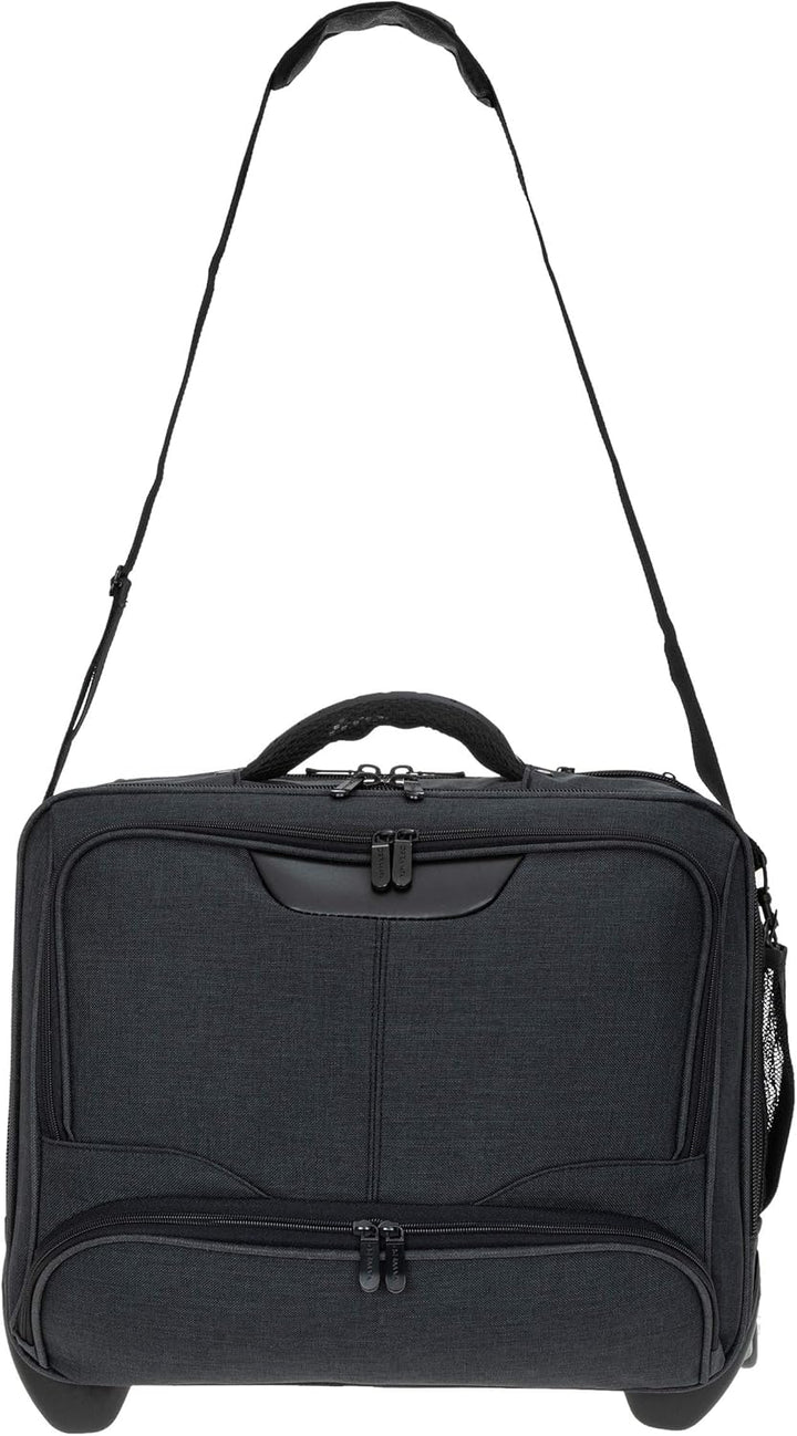 Trolley Pilotentrolly mit Notebook - Polstertasche Trolly 17 Zoll + Ledermäppchen (ANTHRAZIT Two Ton