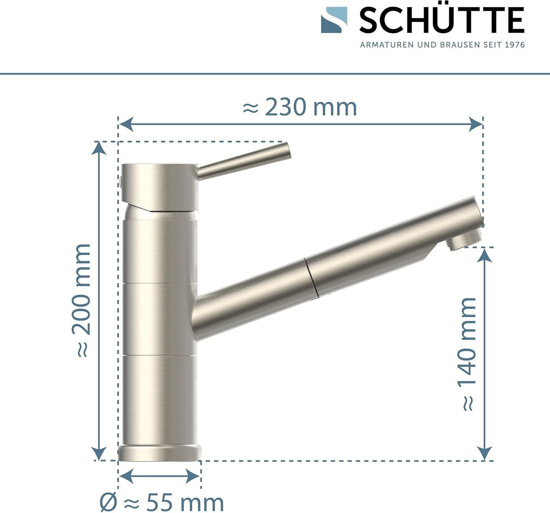 SCHÜTTE UNICORN Küchenarmatur mit ausziehbarer Geschirrbrause, Mischbatterie mit Einhebelmischer, Sp