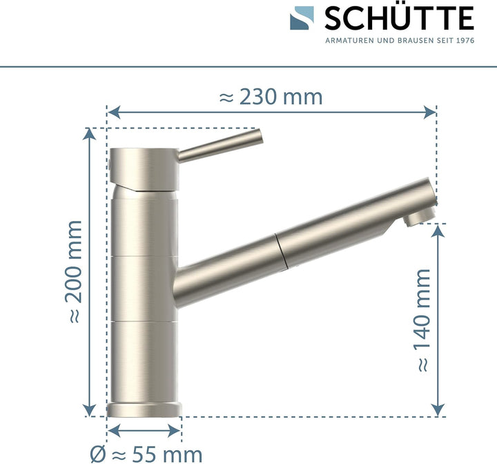 SCHÜTTE UNICORN Küchenarmatur mit ausziehbarer Geschirrbrause, Mischbatterie mit Einhebelmischer, Sp