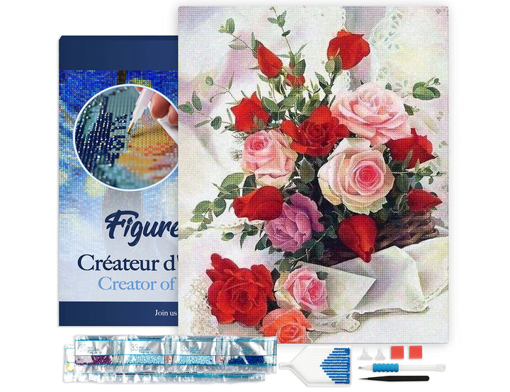 Figured'Art Diamond Painting Erwachsene 40x50cm Mit Rahmen Ganze Leinwand gespannt Schöner Rosenstra