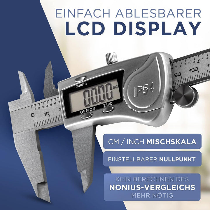 Messschieber Digitale 0-150mm/0-6 Zoll, Hochpräzise Edelstahl Schieblehre, Elektronischer Digitaler