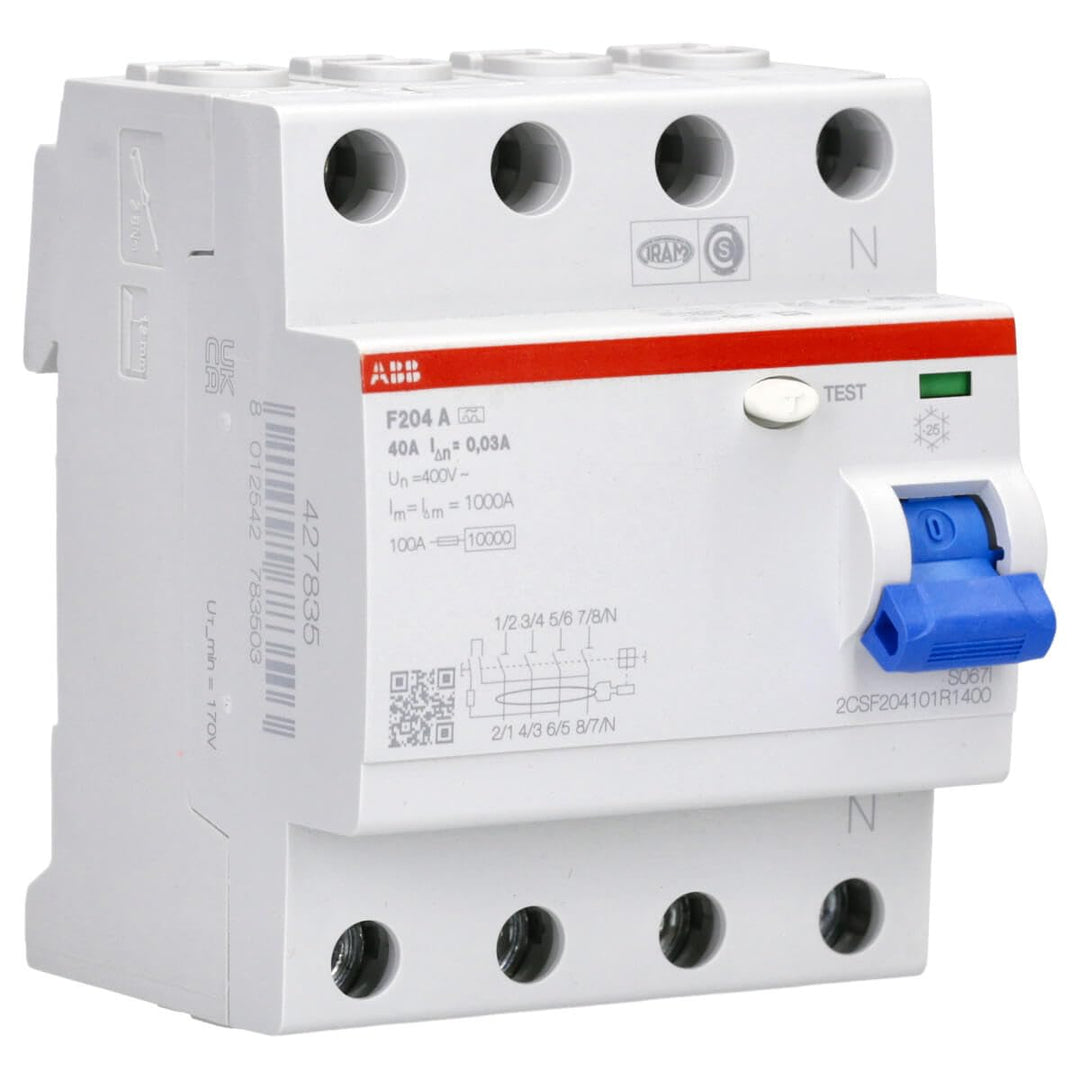 ABB F200 RCCB, 4-polig, 40A, 30mA Typ A CE 400V ac Single, Single