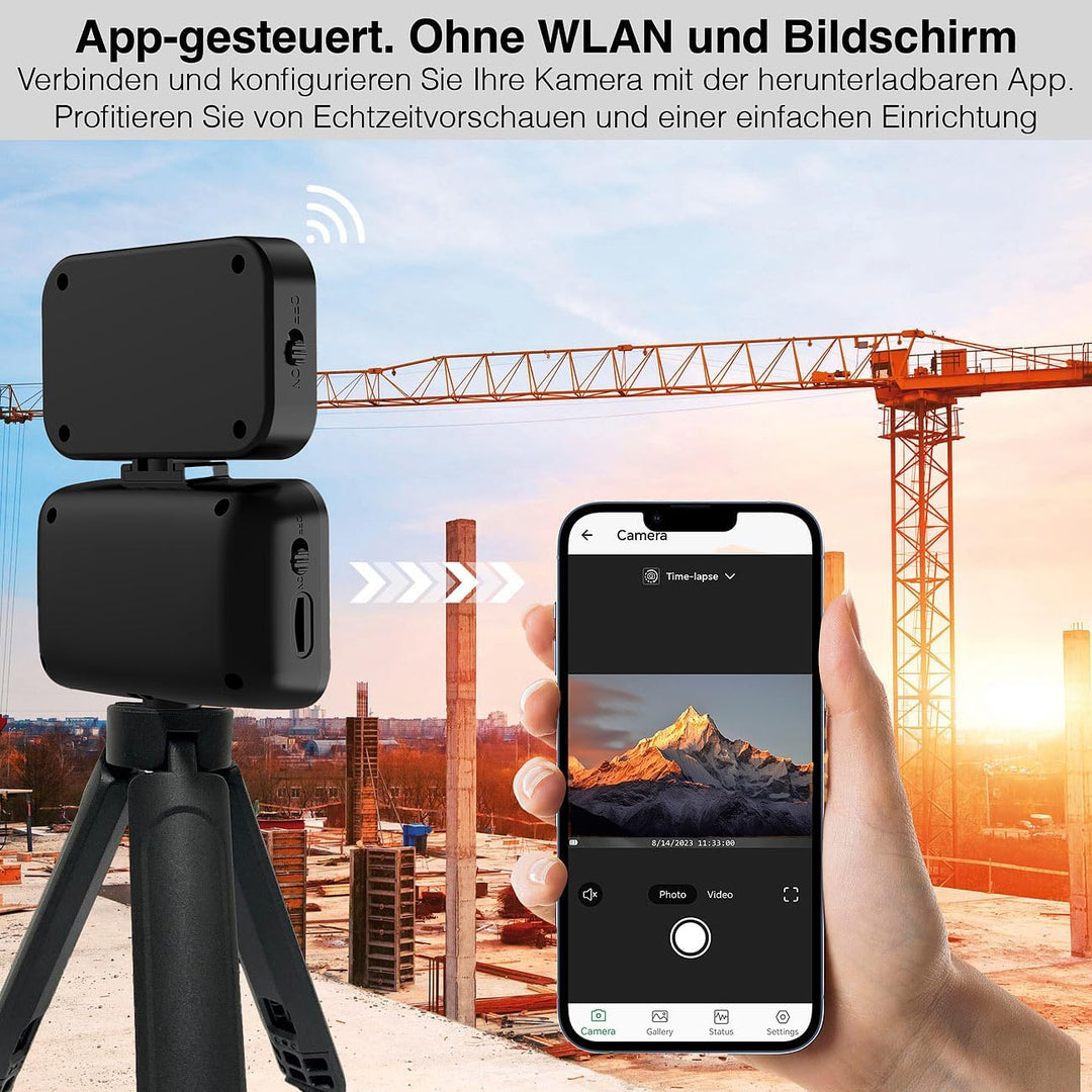 Somikon Zeitraffer Kamera: 4K-WLAN-Zeitrafferkamera, App, 20 m Farb-Nachtsicht, PIR-Sensor, Akku (Ca
