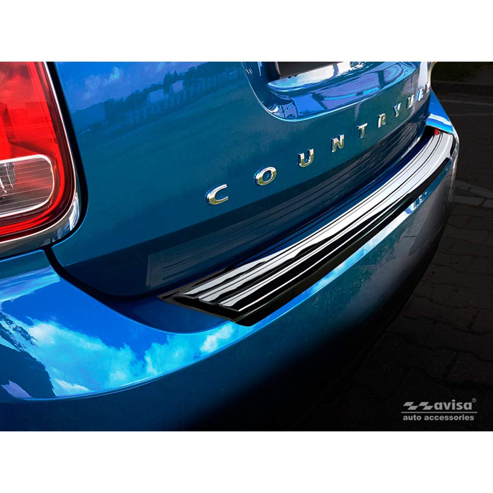 Spiegelschwarz Edelstahl Heckstossstangenschutz kompatibel mit Mini Countryman F60 2016-2020 'flag/l