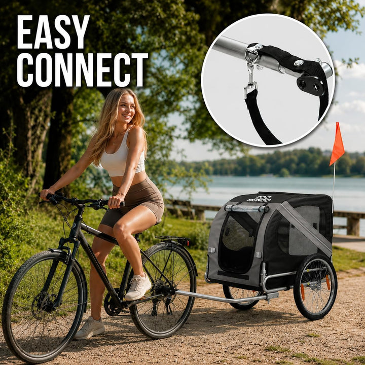 zoomundo Fahrradanhänger Hundeanhänger für Hunde-Transport Silver Frame Dunkelgrau/Schwarz, Dunkelgr