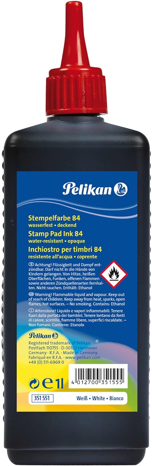 Pelikan Stempelfarbe wasserfest, 1000 ml, 1 Set, weiss Weiss 1000 ml, Weiss 1000 ml